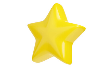 Yellow star for customer review concept - 3d render illustration of best product or service that customers have appreciated. Stellar composition for bestseller or positive user rating.