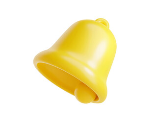 Wall Mural - Notification bell icon 3d render - cute cartoon illustration of simple yellow bell for reminder or notice concept. Symbol for attracting attention or to indicate new information and message.