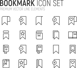 Poster - simple line set of bookmark icons.