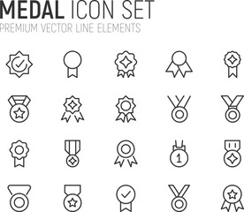 Poster - Simple line set of medal icons.