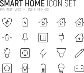 Poster - Simple line set of smart home icons.