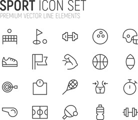 Sticker - Simple line set of sport icons.