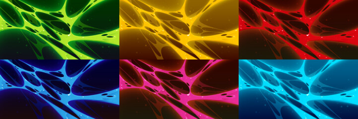 Wall Mural - sticky slime texture set in green, red, blue, yellow, pink color. cartoon illustration of liquid mel