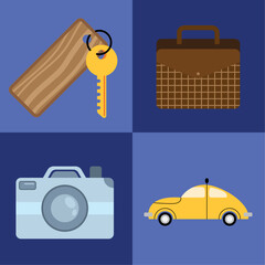 Poster - travel vacations four icons