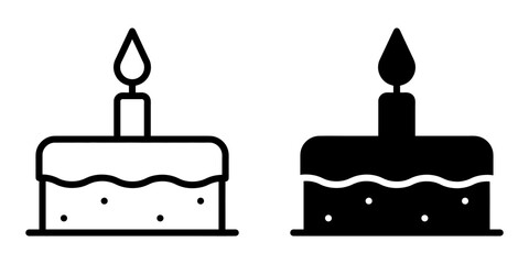 Fototapete - ofvs63 OutlineFilledVectorSign ofvs - birthday cake vector icon . isolated transparent . birthday cake with candle sign . black outline and filled version . AI 10 / EPS 10 . g11372
