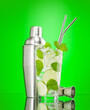Leinwandbild Motiv Mojito cocktail and cocktail shaker