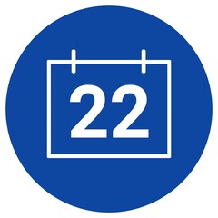 Poster - Calander icon showing date 22 rounded with blue circle isolated on white background 