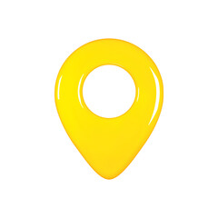 Canvas Print - 3d render yellow map pointer minimal icon isolated on white background vector illustration.