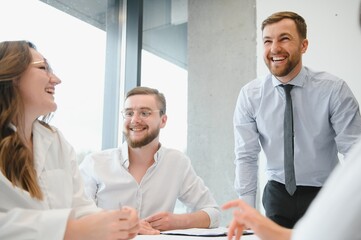 Business people working on project in office