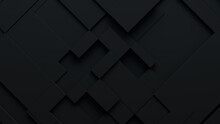 Black, Tech Background With A Geometric 3D Structure. Dark, Minimal Design With Simple Futuristic Forms. 3D Render.