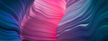 Abstract 3D Render With Natural, Rippled Forms. Modern Pink And Blue Wallpaper.