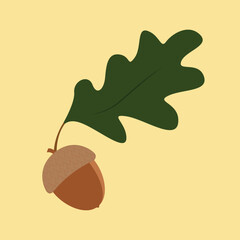 Sticker - acorn on yellow background