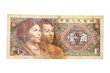 China 1 Yi Jiao 1980 old banknote - 0.1 Yuan. Dirty vintage paper banknote, retro