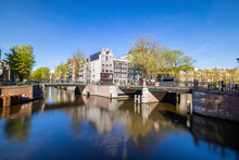 Netherlands, North Holland, Amsterdam, Long Exposure Of City Canal