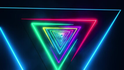 Canvas Print - Flying through multicolored triangles painted with light. Infinitely looped animation.