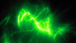Green glowing high energy plasma energy field in space