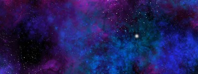 Wall Mural - Cosmic background with a blue and pink nebula and stars. Space background with realistic nebula and shining stars. Abstract scientific background with nebulae and stars in space. 