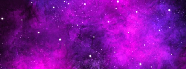 Cosmic background with a blue and pink nebula and stars. Space background with realistic nebula and shining stars. Abstract scientific background with nebulae and stars in space. 