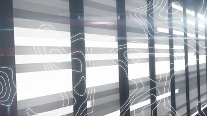 Poster - Animation of white map lines and data processing over computer servers