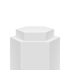 Aufkleber - Realistic 3D round podium, stage show platform of hexagon shape. Vector illustration of showroom arena or showcase. Foundation on exhibition podium, promotion display