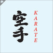Kanji hieroglyph martial arts karate. Translated - KARATE