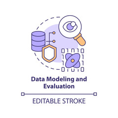 Canvas Print - Data modeling and evaluation concept icon. Machine learning engineer skill abstract idea thin line illustration. Isolated outline drawing. Editable stroke. Arial, Myriad Pro-Bold fonts used