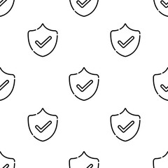 Poster - security icon pattern. Seamless security pattern on white background.