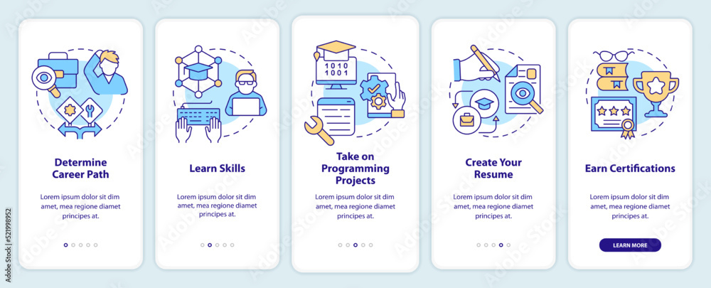 Steps to become software engineer onboarding mobile app screen ...