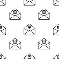 Poster - email icon pattern. Seamless email pattern on white background.