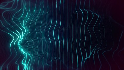 Poster - Abstract Digital Waving Neon Lines Fx Background Loop/ 4k animation of an abstract background with digital fractal particle lines waving and seamless looping
