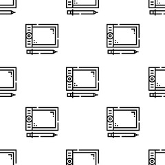 Fototapete - graphic tablet icon pattern. Seamless graphic tablet pattern on white background.