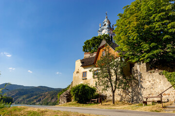 Wall Mural - Church of Durnstein in Wachau on Danube, an Unesco World Heritage SIte of Austria