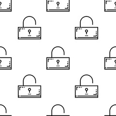 Poster - unlocked icon pattern. Seamless unlocked pattern on white background.