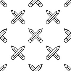 Poster - pencils icon pattern. Seamless pencils pattern on white background.