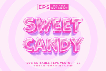 Wall Mural - Editable text effect Sweet Candy 3d cartoon template style premium vector