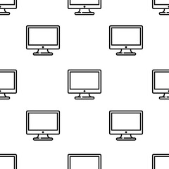 Fototapete - computer icon pattern. Seamless computer pattern on white background.