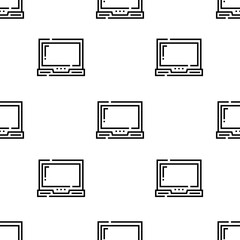 Poster - laptop icon pattern. Seamless laptop pattern on white background.