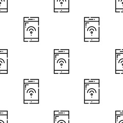 Poster - smartphone icon pattern. Seamless smartphone pattern on white background.