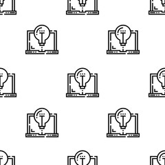 Poster - laptop icon pattern. Seamless laptop pattern on white background.