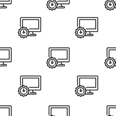 Fototapete - computer icon pattern. Seamless computer pattern on white background.