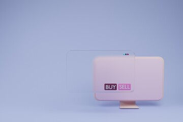 computer or notebook and Website with blank display on pastel background for advertising design,Shopping mobile app,banking.Mock up empty screen copy space,3D rendering illustration.