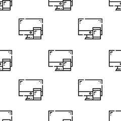Fototapete - computer icon pattern. Seamless computer pattern on white background.
