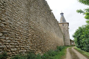 Wall Mural - old fortress in the village with stone tower in brittany france