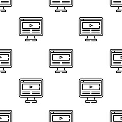 Fototapete - computer icon pattern. Seamless computer pattern on white background.
