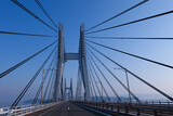Fototapeta Mosty linowy / wiszący - 早朝の瀬戸大橋　櫃石島橋と岩黒島橋で2連の斜張橋