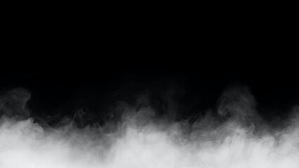 Wall Mural - white smoke or fog isolated on black background.