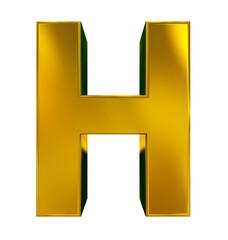 Fototapete - letter H 3d golden isolated on white - 3d rendering