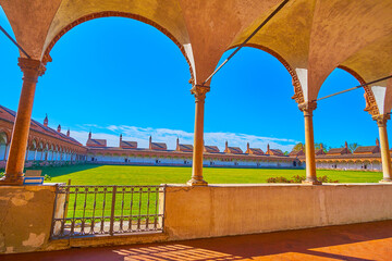 Canvas Print - Grand Cloister and the monk's cells, Certosa di Pavia monastery, Italy