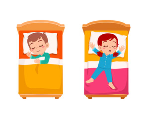 Wall Mural - little kid sleep on bed room and feel comfortable