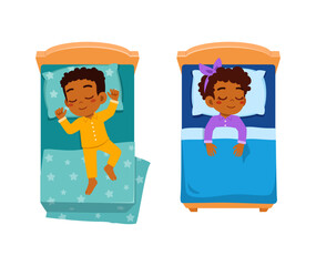 Wall Mural - little kid sleep on bed room and feel comfortable